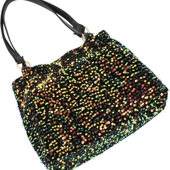 Women's Glitter Sequins Shoulder Tote Big Capacity Shimmer Shopping Bag Sparklin - Picture 7 of 8